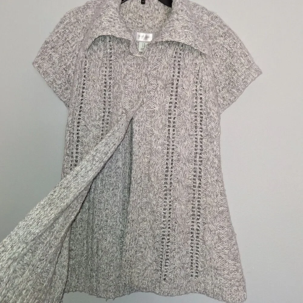 Motherhood Maternity Cardigan Women’s Medium Grey Knit Open Front Sweater - Picture 6 of 14